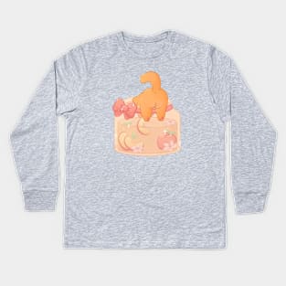 Peach Jam Cat Kids Long Sleeve T-Shirt